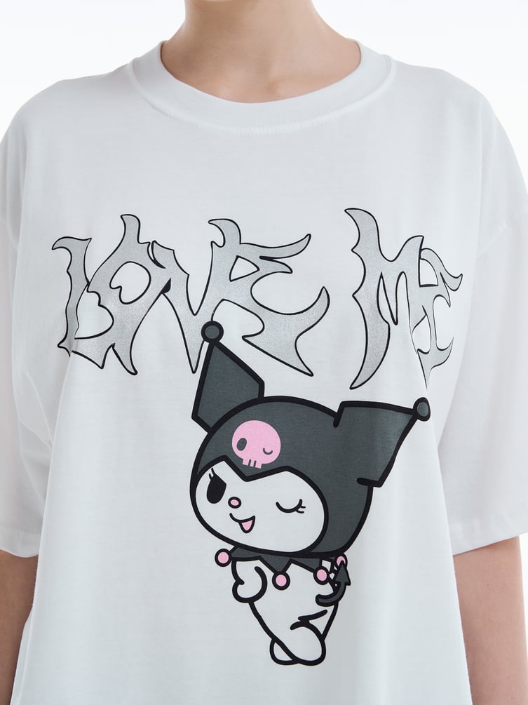 Футболка с принтом Kuromi в стиле дрейн