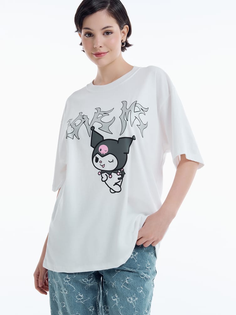Футболка с принтом Kuromi в стиле дрейн