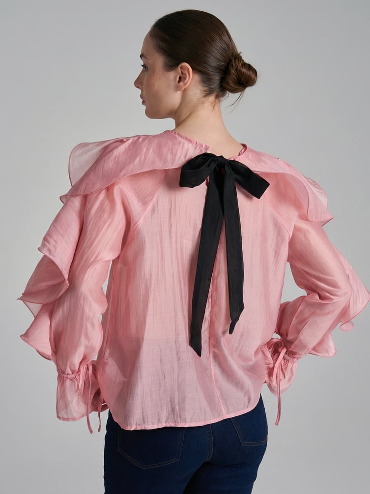 Блузка прозрачная с воланами
