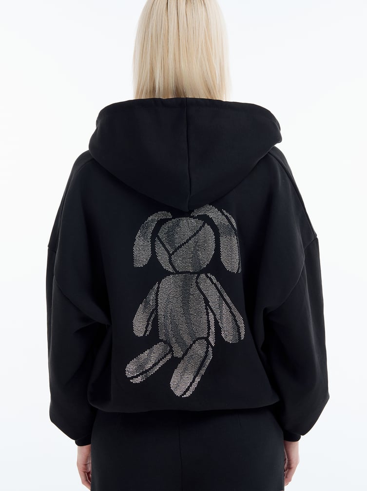 Zip hoodie с принтом стразами на спине