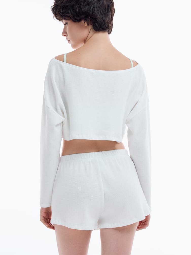 Хлопковая пижама тройка с кофтой топом и шортами