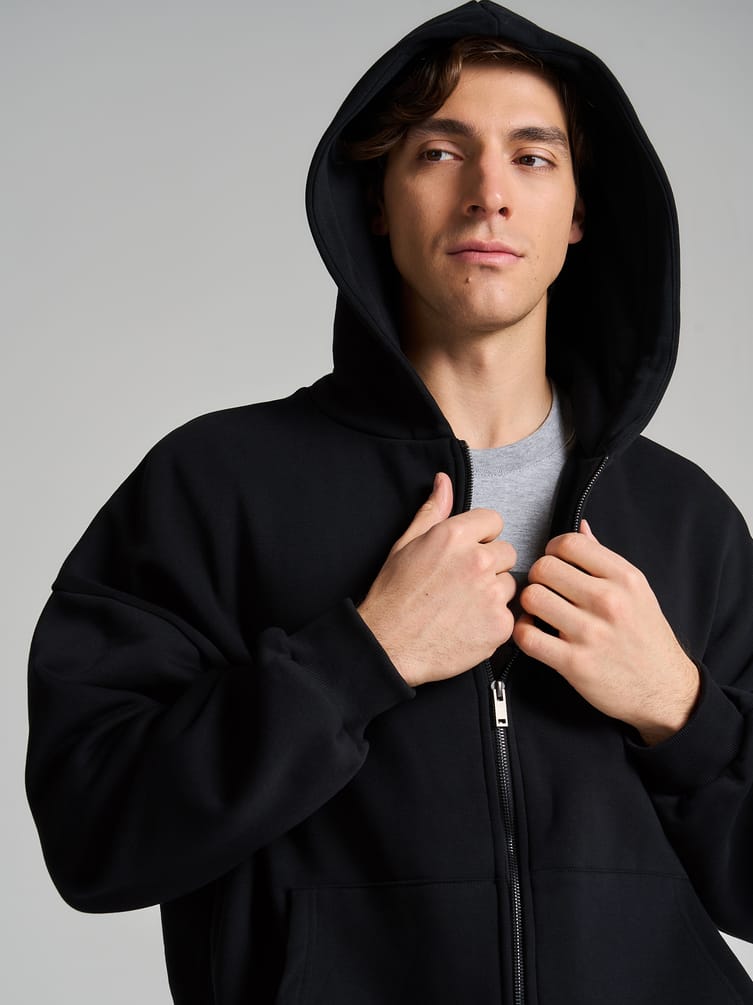 Зип худи оверсайз тёплая с начёсом