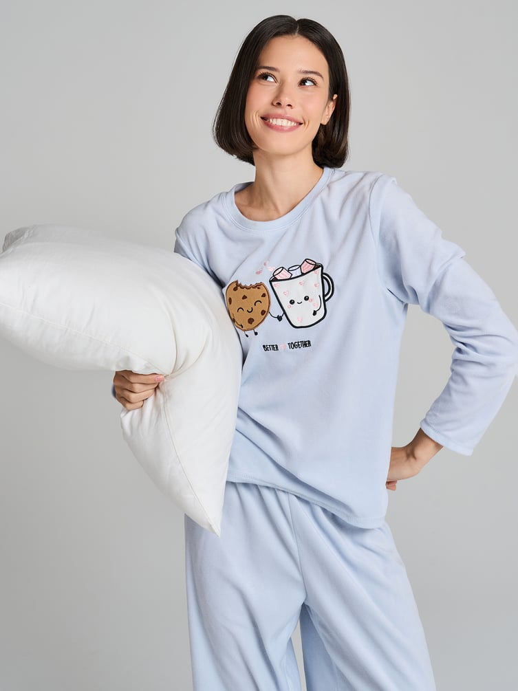 Пижама теплая с лонгсливом и брюками