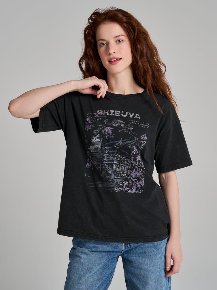 Футболка из хлопка с японским принтом