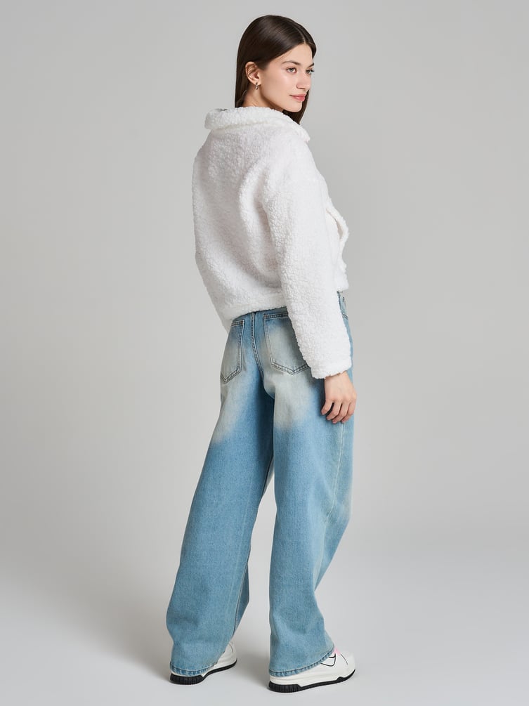 Свитшот меховой с полузамком молнией