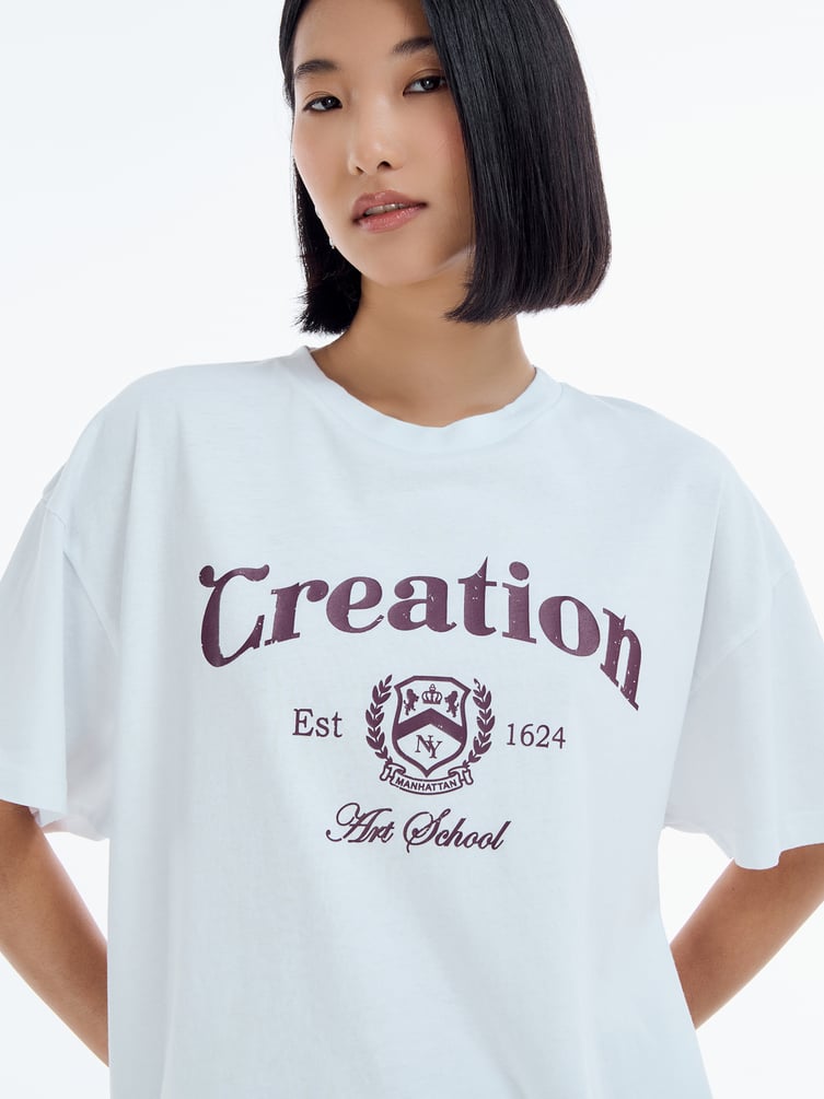 Футболка оверсайз из хлопка с надписью