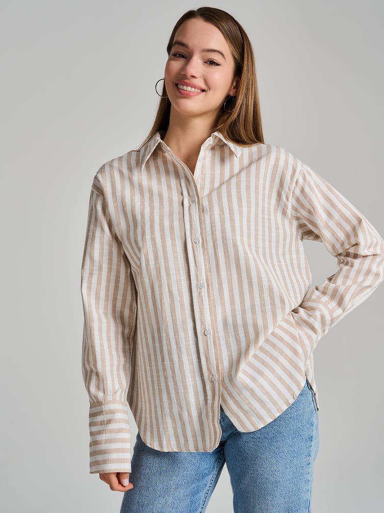 Плотная классическая рубашка в полоску