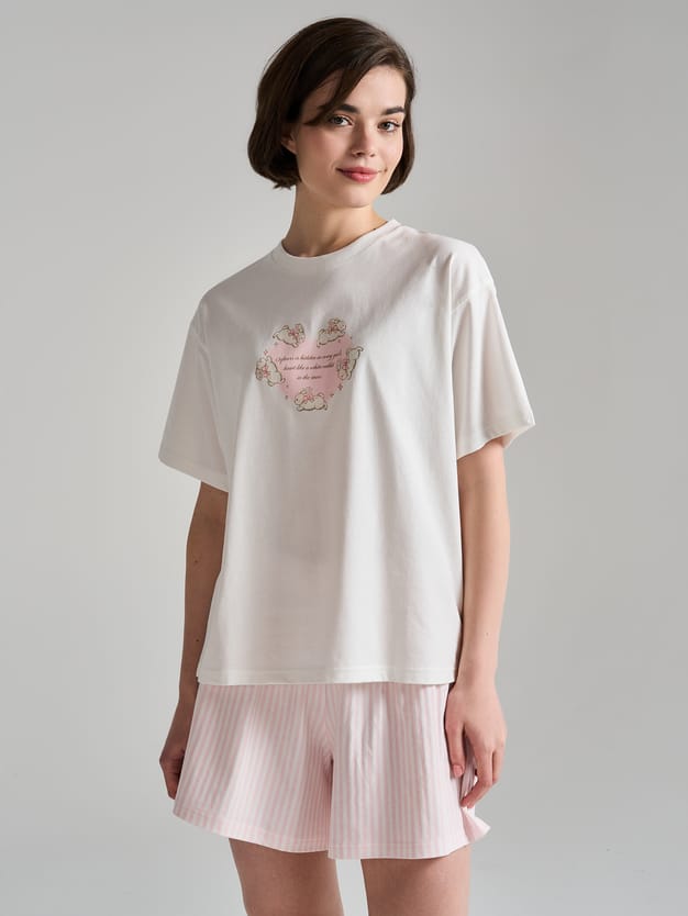 Хлопковая пижама с принтом и шортами