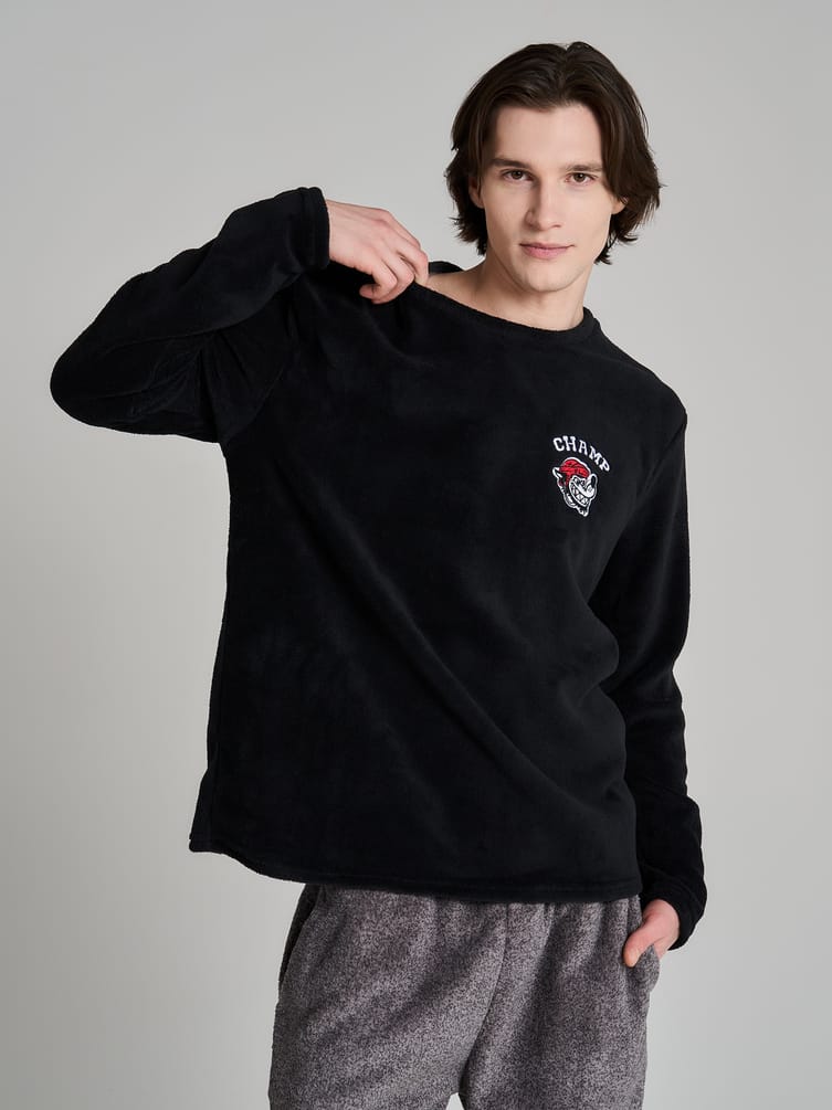 Пижама плюшевая с вышивкой и брюками