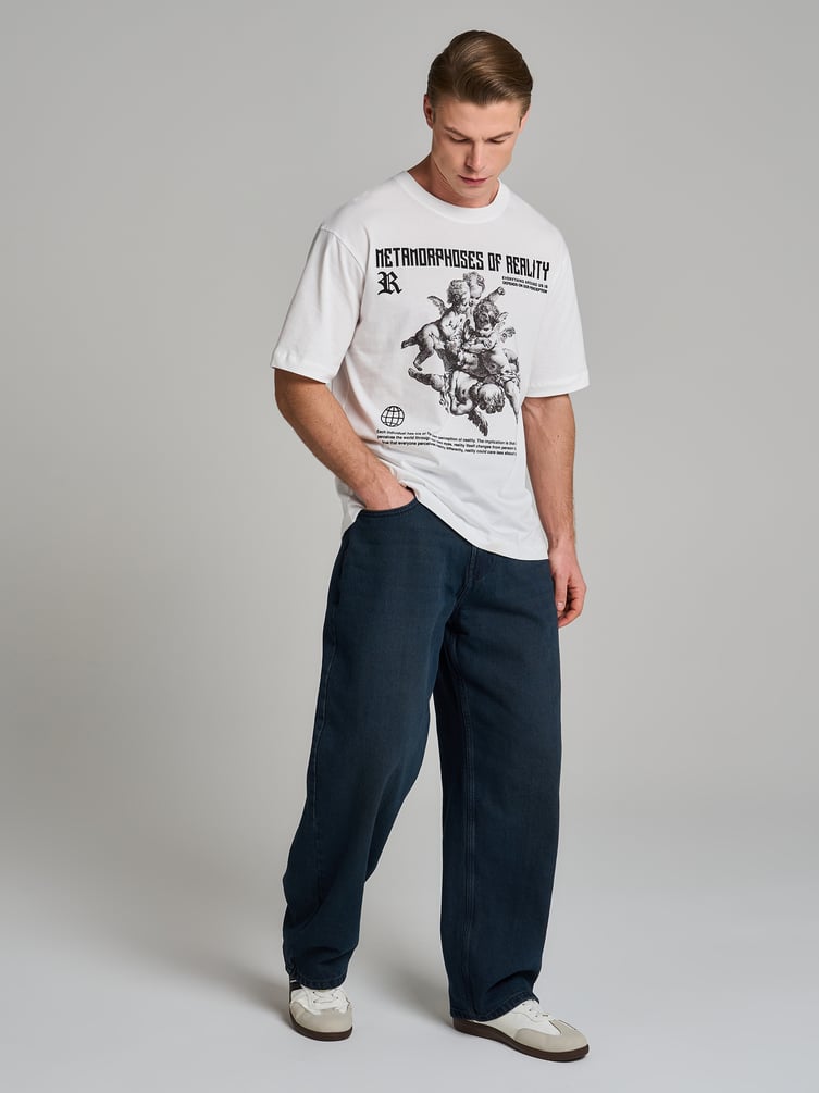 Джинсы багги широкие с вареный эффектом