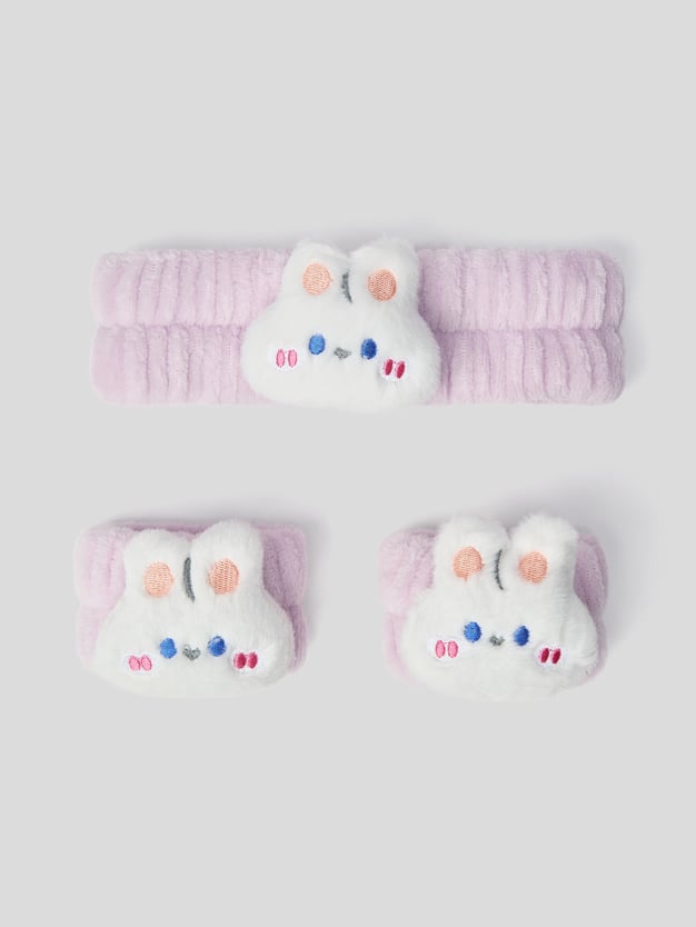 Набор для умывания повязка и браслеты кролик