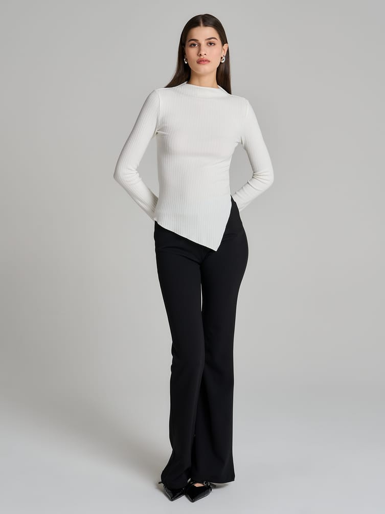 Лонгслив асимметричный в рубчик