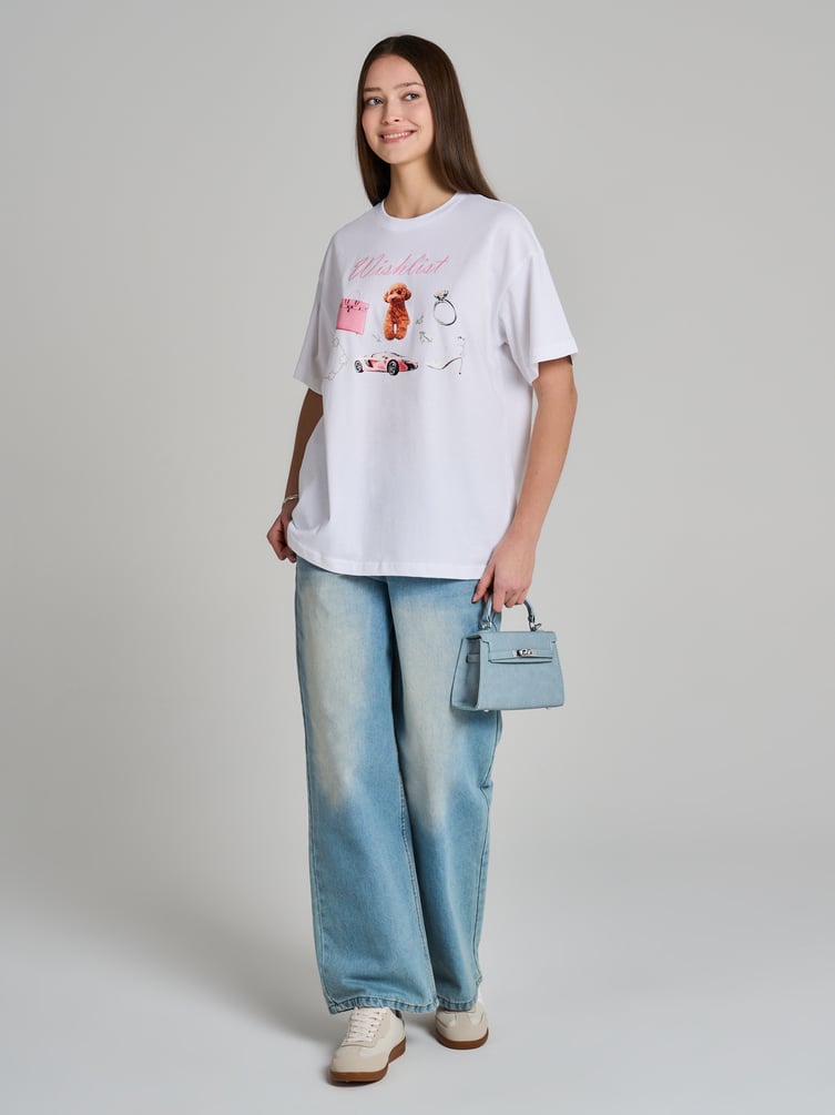 Футболка оверсайз из хлопка с принтом