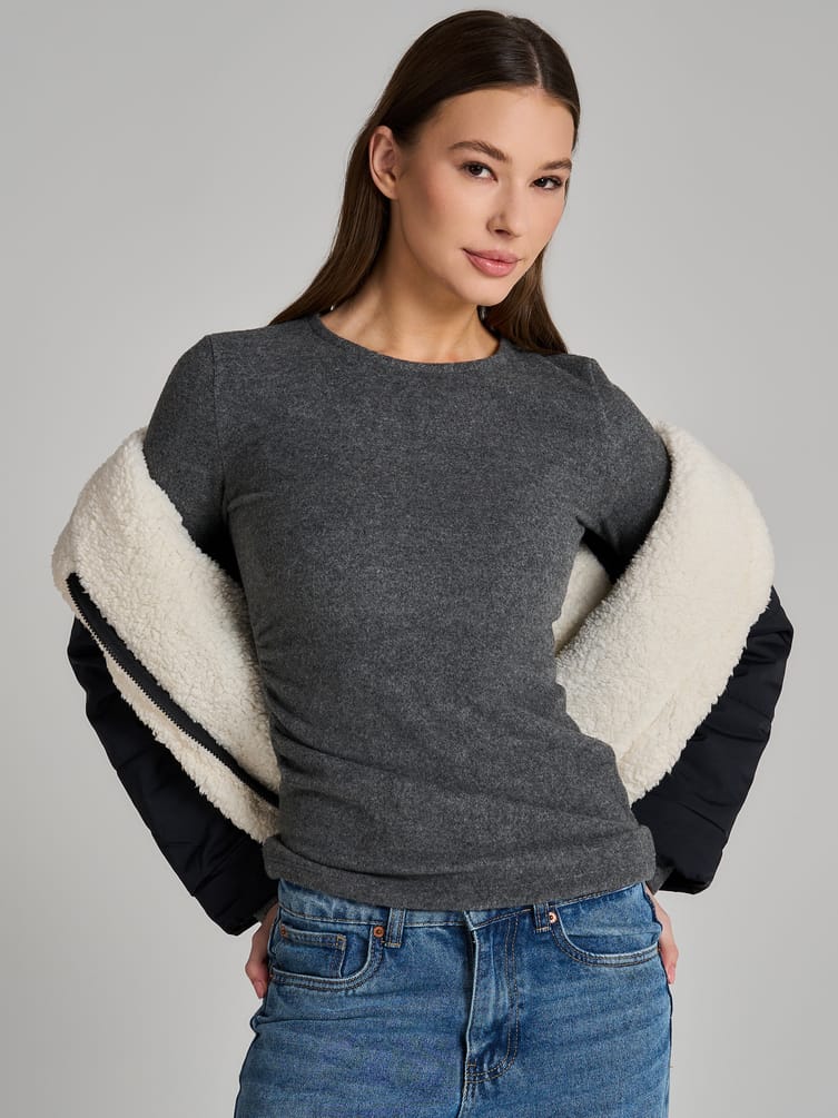 Лонгслив асимметричный с драпировкой