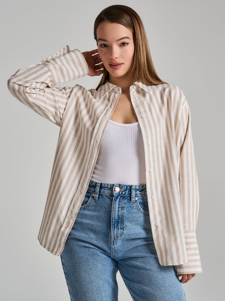 Плотная классическая рубашка в полоску