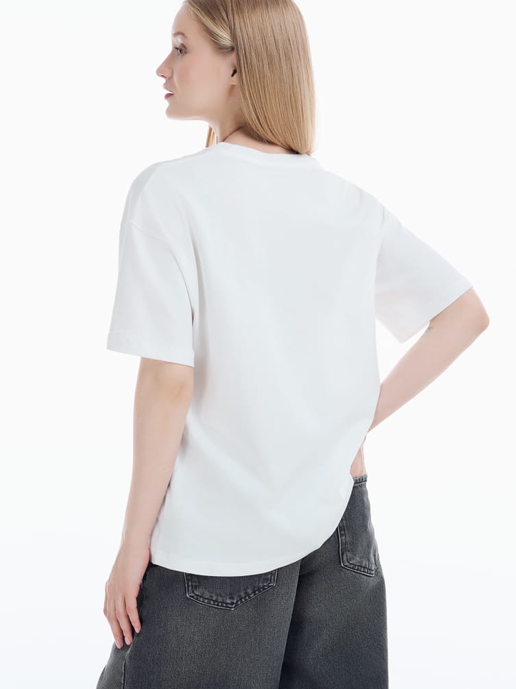 Футболка из хлопка с принтом кошки