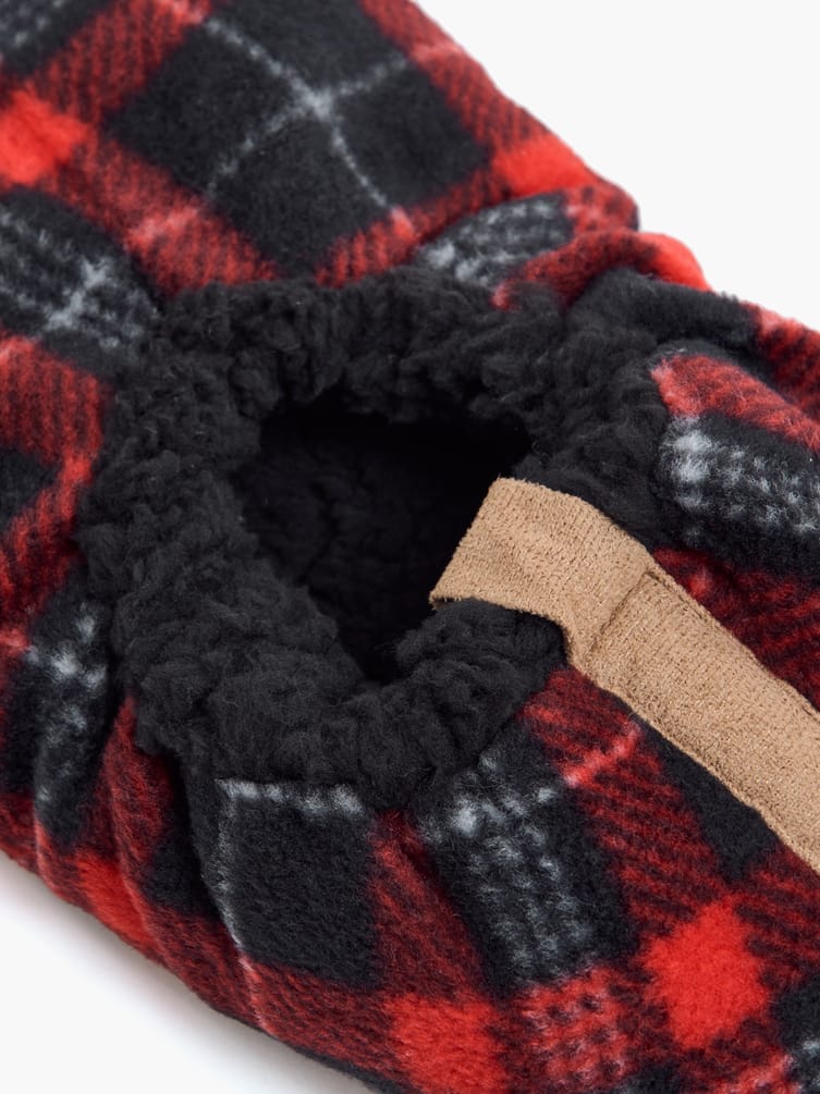 Плюшевые закрытые тапочки в клетку