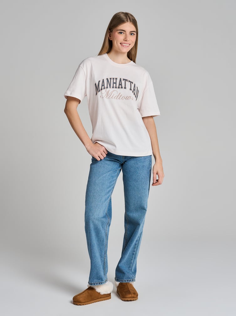 Хлопковая футболка оверсайз с надписью