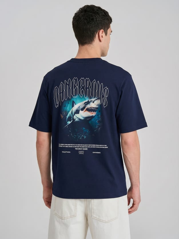 Футболка хлопковая с принтом на спине