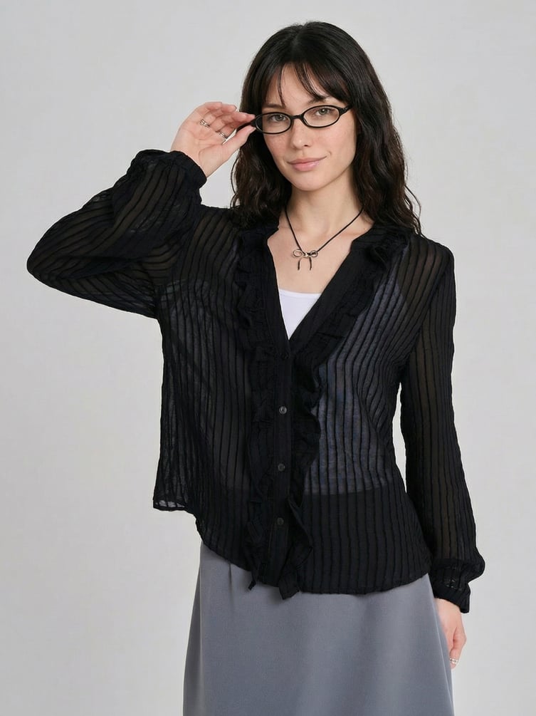 Рубашка шифоновая с воланами