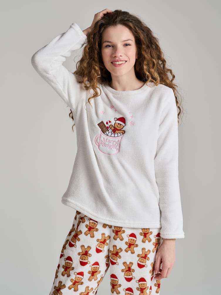Плюшевая теплая пижама с пряничным человечком