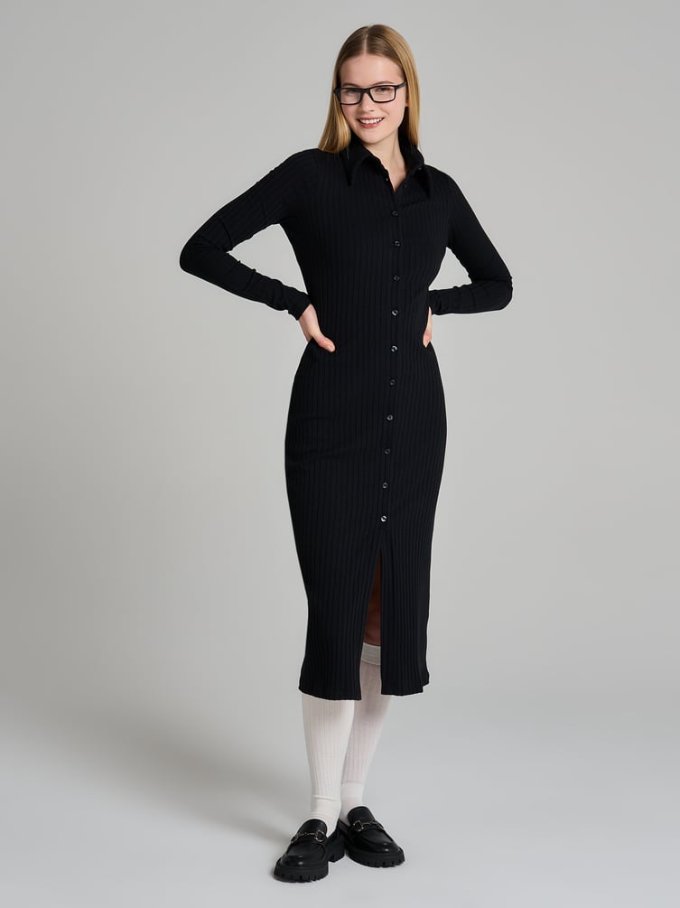 Платье офисное миди на пуговицах