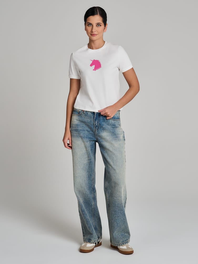 Футболка из хлопка с принтом единорога