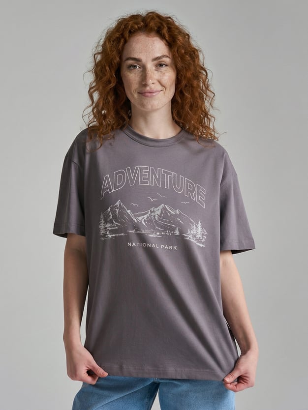 Футболка оверсайз с принтом гор