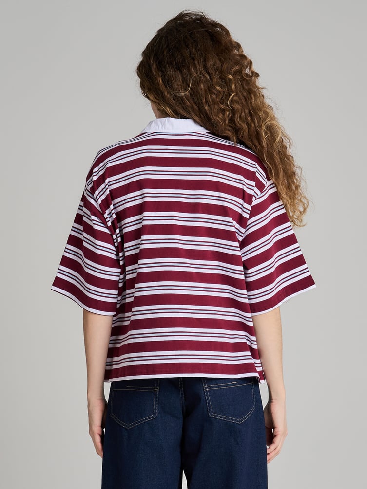 Полосатое поло оверсайз с коротким рукавом
