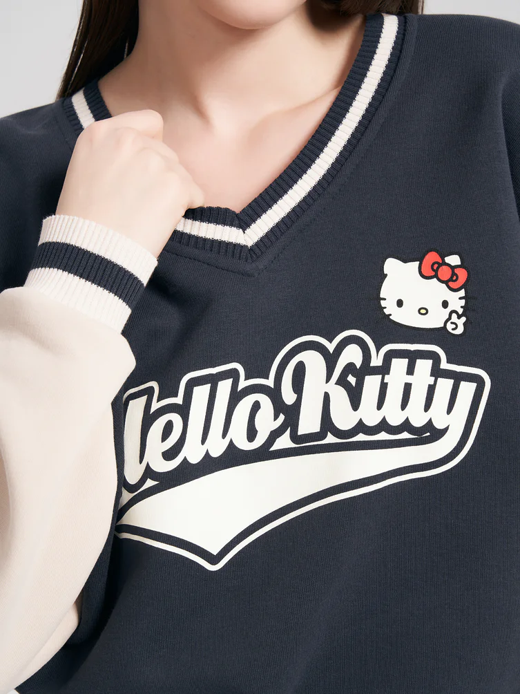Теплый свитшот с принтом Hello Kitty и начесом