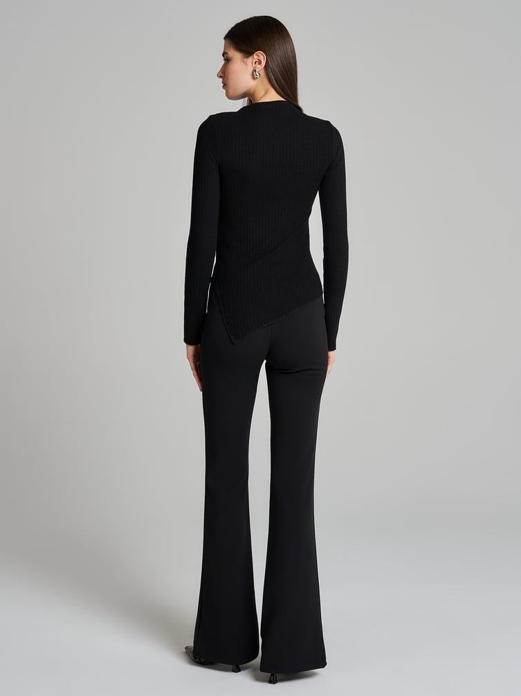 Лонгслив асимметричный в рубчик