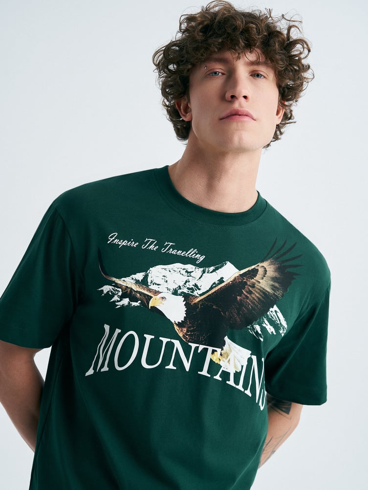 Футболка из хлопка с принтом Mountains