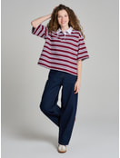 Полосатое поло оверсайз с коротким рукавом