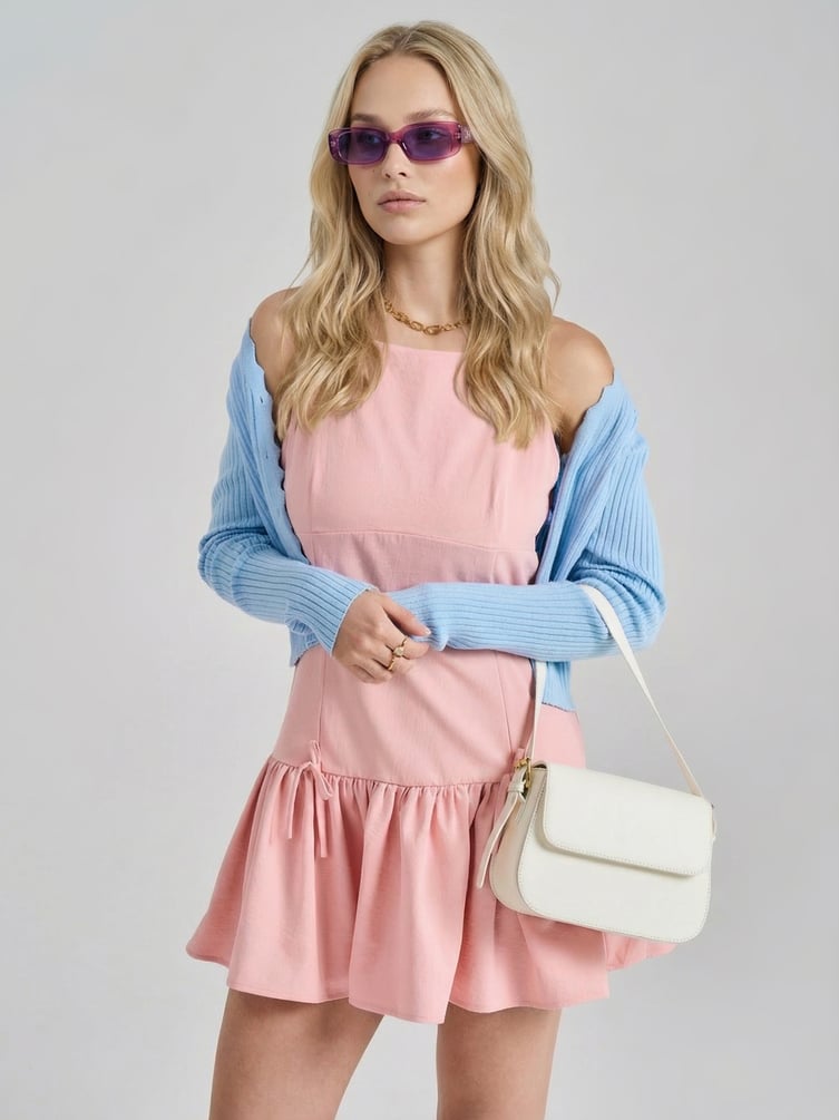 Платье мини с широкой юбкой