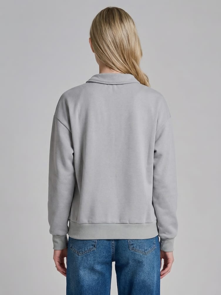 Толстовка теплая с полузамком с вышитой надписью