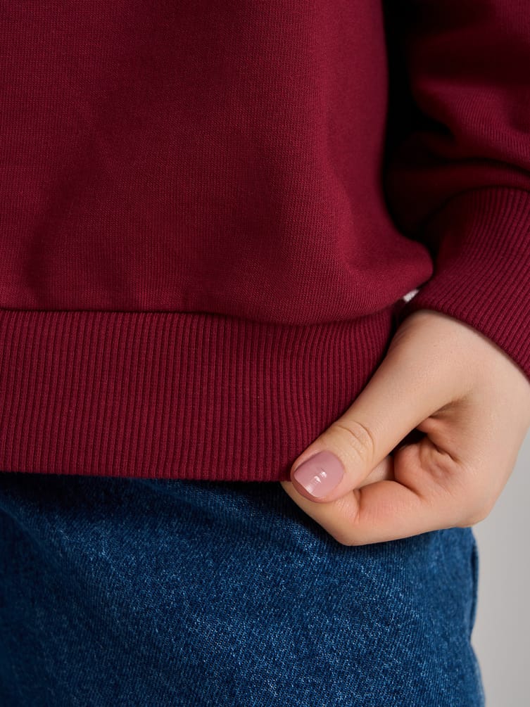 Теплая толстовка оверсайз с полузамком и начесом