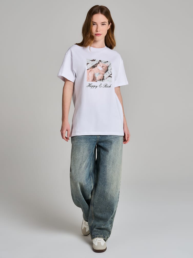 Футболка оверсайз с принтом кота