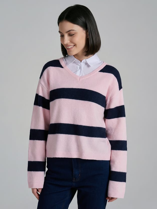 Пуловер трикотажный в полоску