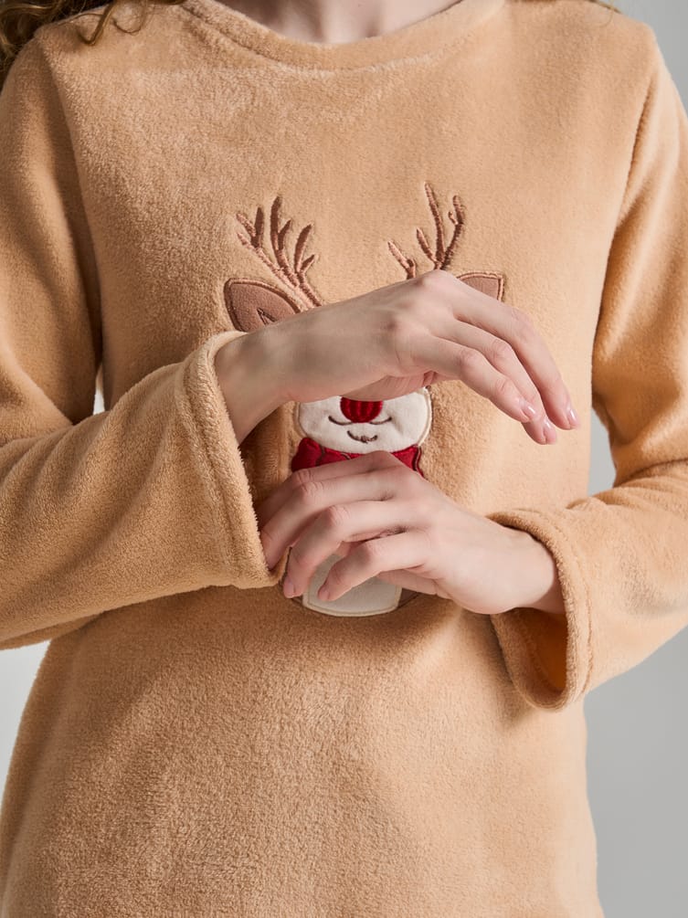 Пижама теплая новогодняя с оленем