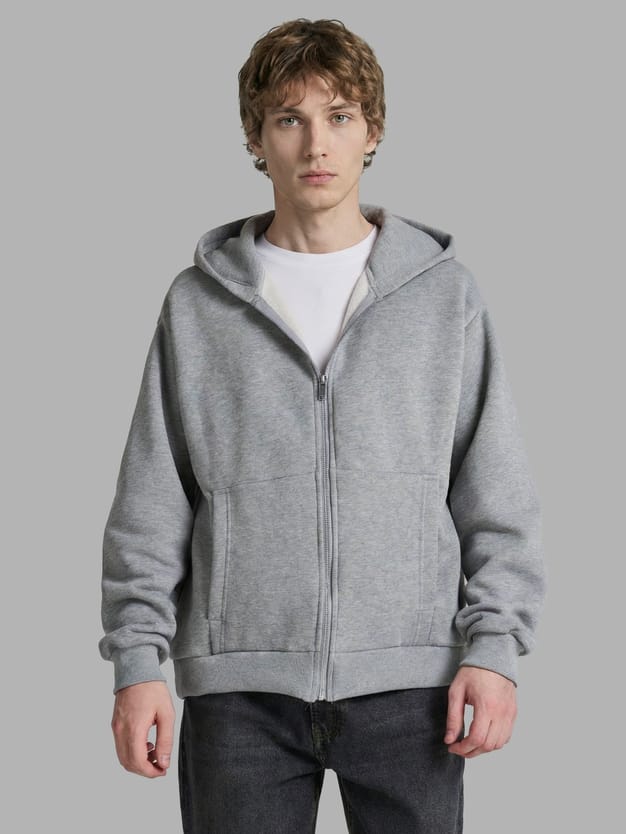 Утепленное zip-hoodie толстовка с начёсом