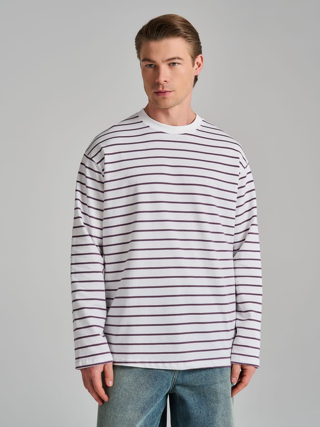 Полосатый лонгслив оверсайз