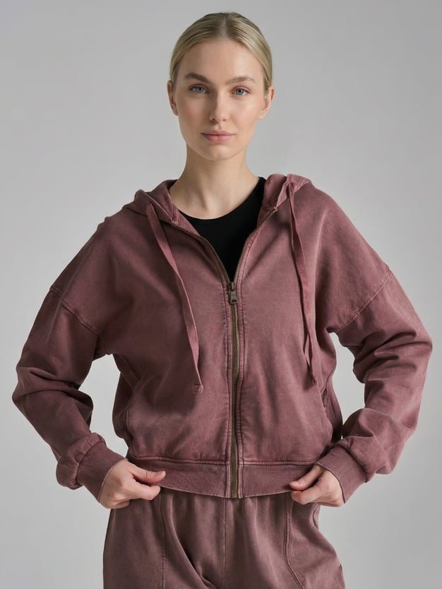 Зип худи оверсайз с вареным эффектом