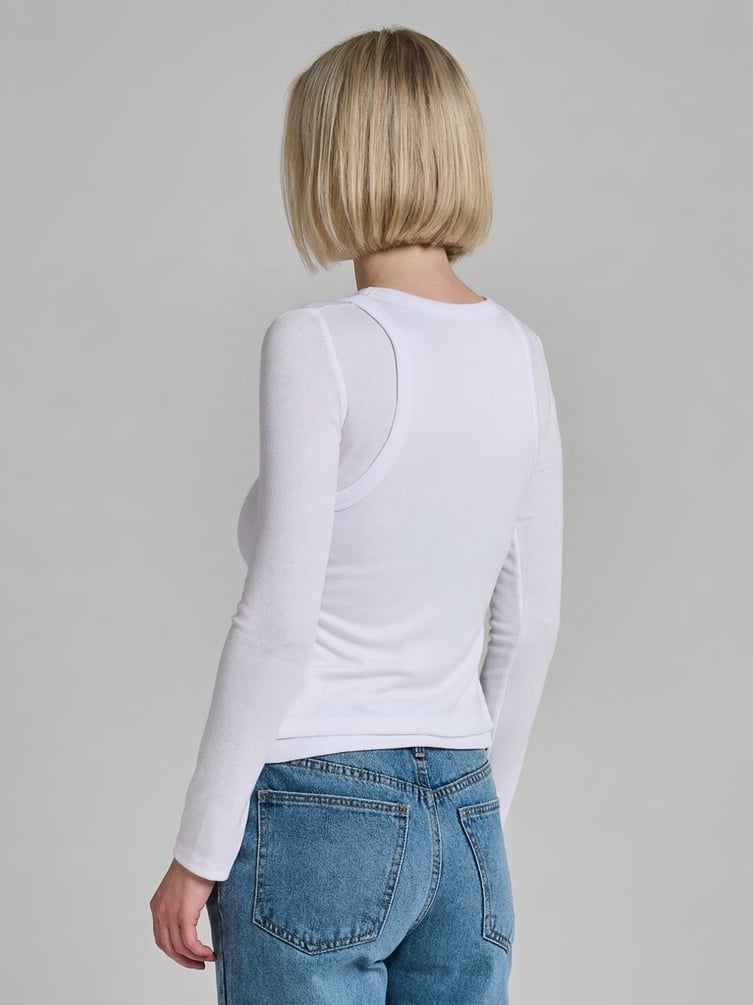 Лонгслив с майкой в рубчик