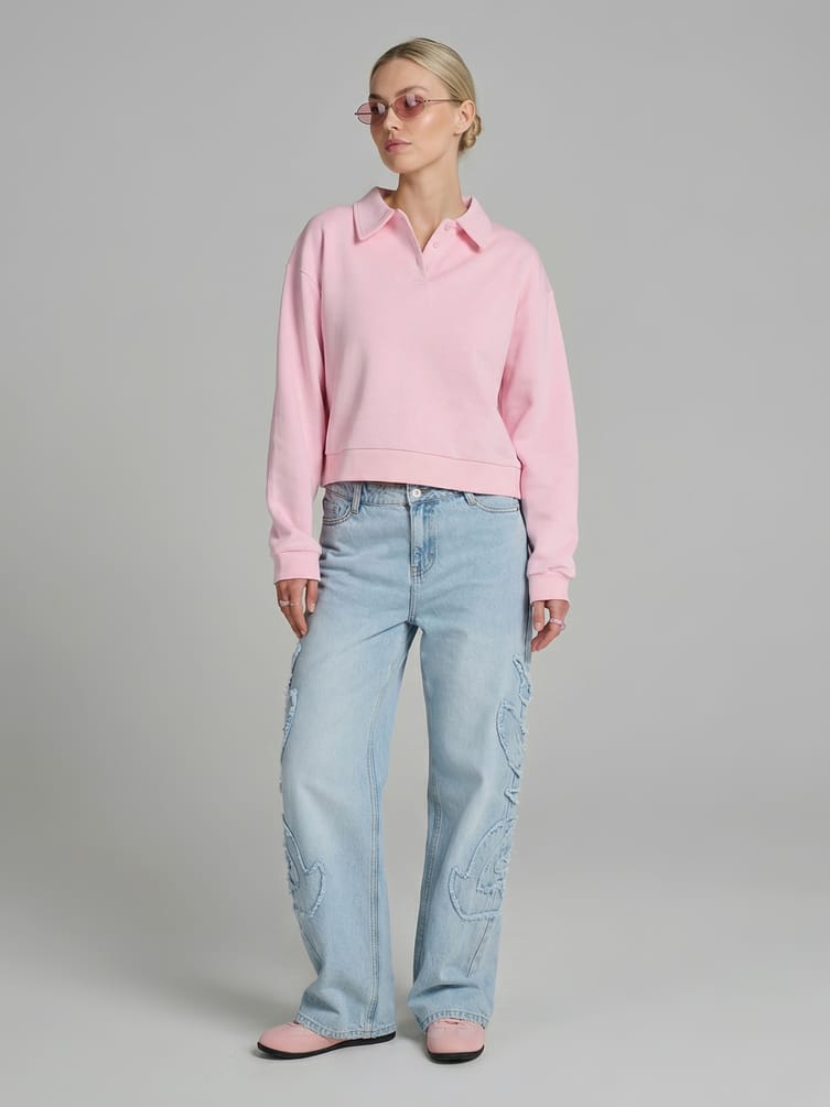 Свитшот без начеса с воротничном