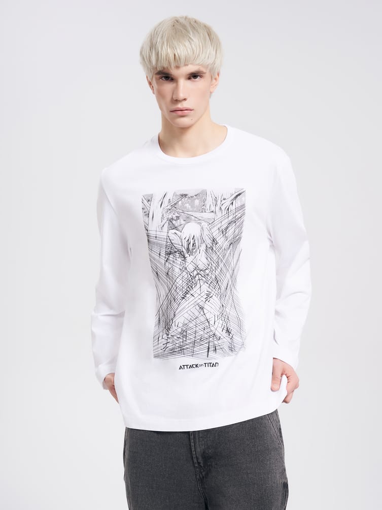 Лонгслив с принтом аниме Атака Титанов