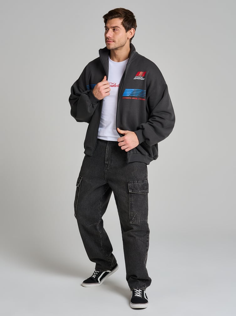 Утепленная толстовка оверсайз с высоким горлом