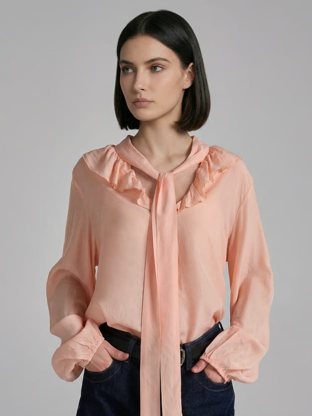 Блузка с шарфом и рюшами