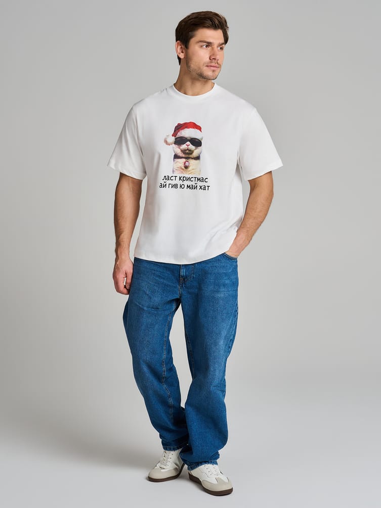 Футболка из хлопка с новогодним принтом