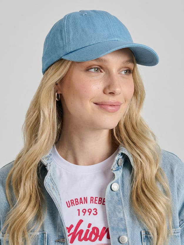 Бейсболка джинсовая с завязками