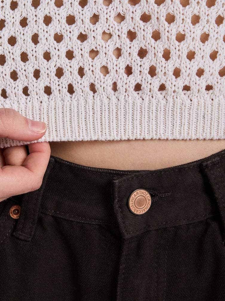 Джемпер ажурный вязаный с коротким рукавом